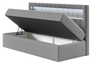 Boxspringová jednolůžková postel 80x200 RAMIRA 2 - bílá ekokůže / khaki + topper ZDARMA