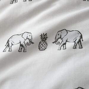 Bílé bavlněné povlečení Pineapple Elephant Tembo, 200 x 200 cm