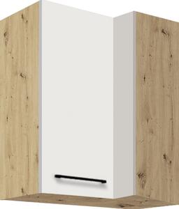 Horní rohová kuchyňská skříňka Infinity 44G, levá Barevné provedení: Infinity - latte lesk, wood, Zvolte korpus: Dub artisan