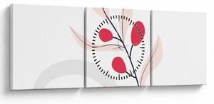 Obraz - Růžová florální abstrakce N⁰3 (s hodinami) (90x30 cm)