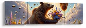 Obraz - Medvěd a včelky (170x50 cm)
