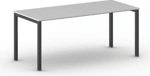 Jednací kancelářský stůl PRIMO SQUARE, 180x80 cm, černá podnož, šedá