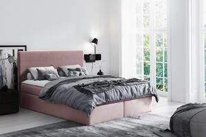 Hotelová manželská postel 140x200 ROSENDO - růžová + topper ZDARMA