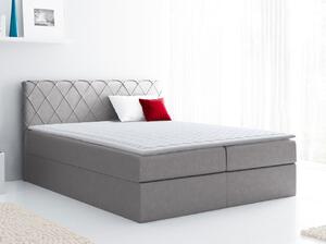 Boxspringová manželská postel 140x200 PABLA - šedá + topper ZDARMA