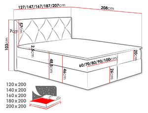 Americká jednolůžková postel 120x200 LITZY 1 - béžová + topper ZDARMA