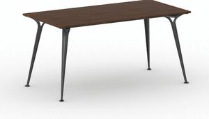 Kancelářský stůl PRIMO ALFA, černá podnož, 1600 x 800 mm, ořech