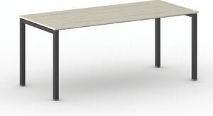 Jednací kancelářský stůl PRIMO SQUARE, 180x80 cm, černá podnož, dub přírodní