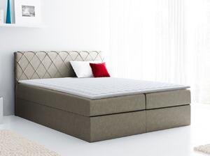 Boxspringová manželská postel 160x200 PABLA - světlá hnědá + topper ZDARMA