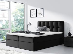 Hotelová manželská postel 160x200 KOLDBY - černá ekokůže + topper ZDARMA