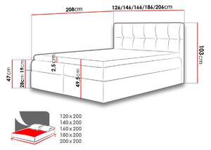 Hotelová jednolůžková postel 120x200 KOLDBY - bílá ekokůže + topper ZDARMA