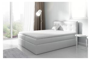 Kontinentální manželská postel 140x200 TOMASA 2 - bílá ekokůže + topper ZDARMA