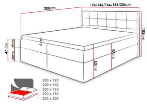 Boxspringová manželská postel 140x200 TOMASA 1 - modrá 2 + topper ZDARMA