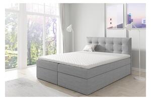 Boxspringová manželská postel 160x200 TOMASA 1 - světlá šedá + topper ZDARMA
