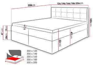 Kontinentální jednolůžková postel 120x200 TOMASA 2 - černá + topper ZDARMA