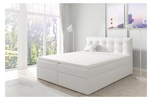 Boxspringová manželská postel 160x200 TOMASA 1 - bílá ekokůže + topper ZDARMA