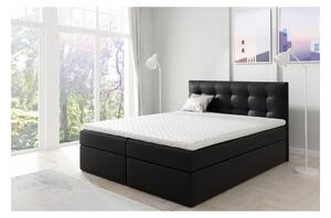 Boxspringová manželská postel 160x200 TOMASA 1 - černá ekokůže + topper ZDARMA