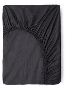 Tmavě šedé bavlněné elastické prostěradlo Good Morning, 140 x 200 cm