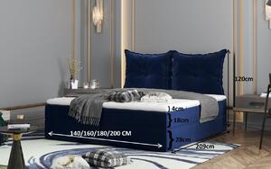 Boxspringová postel PINELOPI - 140x200, modrá