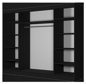 Moderní šatní skříň Alivia II 250 cm, černý korpus, dub sonoma
