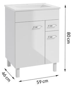 Koupelnová skříňka s umyvadlem Cinna (61x82x46 cm, bílá)