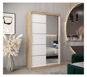 Šatní zrcadlová skříň ADELA - 120 cm, dub sonoma / bílá