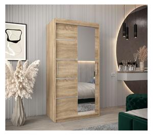 Šatní zrcadlová skříň ADELA - 100 cm, dub sonoma