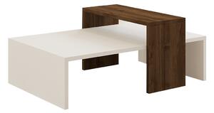 Designový konferenční stolek Questa 80 cm bílý / ořech