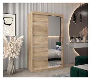 Šatní zrcadlová skříň ADELA - 120 cm, dub sonoma
