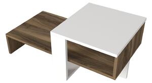Designový konferenční stolek Jaivan 80 cm bílý / ořech