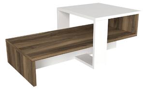Designový konferenční stolek Jaivan 80 cm bílý / ořech