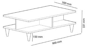 Designový konferenční stolek Gagenia 90 cm vzor dub / černý