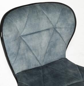 Židle barová, modrá sametová látka, černá podnož AUB-805 BLUE4