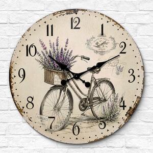 DUBLEZ | Vintage dřevěné hodiny - Francouzský bicykl | UV tisk, Premium
