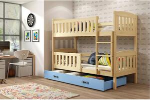 Dětská patrová postel KUBUS s úložným prostorem 90x200 cm - borovice Modrá