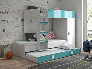 Dětská patrová postel s úložným prostorem Lena - bílá/modrá