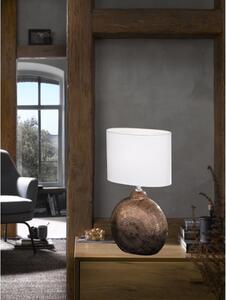 Bílo-hnědá stolní lampa Fischer & Honsel Foro, výška 36 cm