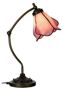 Růžová stolní lampa Tiffany ve tvaru květiny Hilda – 26x19x50 cm