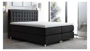 Vysoká čalouněná postel boxspring Luca černá 160 + topper zdarma