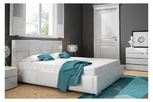 Stylová postel Ada s vyšším čelem a úložným prostorem bílá eko kůže 160 x 200
