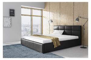 Elegantní postel Garret s úložným prostorem černá eko kůže 160 x 200