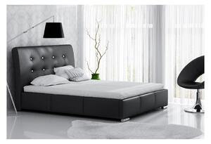 Elegantní postel Donna s úložným prostorem černá eko kůže 200 x 200