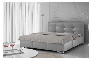 Luxusní čalouněná postel Latium s úložným prostorem šedá eko kůže 140 x 200