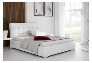 Moderní manželská postel Evelyn s úložným prostorem bílá eko kůže 200 x 200