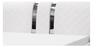 Luxusní čalouněné jednolůžko LUKA s vysokým čelem a úložným prostorem bílá eko kůže 120x200