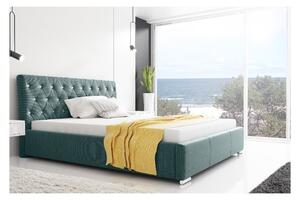 Designová postel Adelaide s vysokým čelem a úložným prostorem modrá 160 x 200