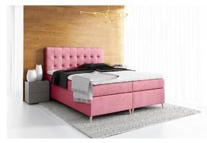 Elegantní čalouněná postel Komala s úložným prostorem růžová 160 x 200 + topper zdarma