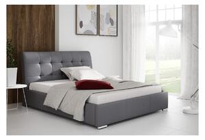 Moderní čalouněná postel Evelyn s úložným prostorem šedá eko kůže 160 x 200