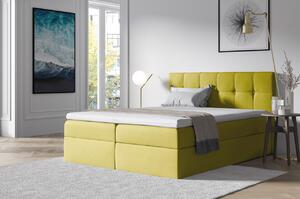 Stylová manželská postel s úložným prostorem RECIVIO žlutá 180 + TOPPER ZDARMA