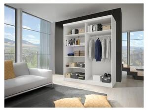Moderní šatní skříň Zorea 01 120 cm, bílý korpus, dub sonoma + zrcadlo