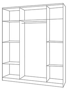 Třídveřová šedobílá šatní skříň do dětského pokoje SVEN 2, úchytky - šířka 120 cm, fialová
